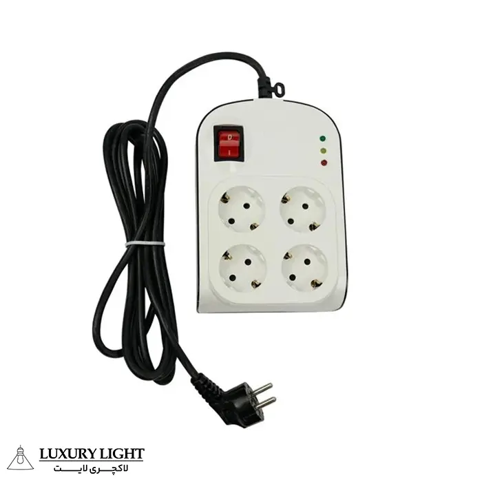 محافظ ولتاژ 4 خانه ارت دار کابل 3 متری پارت الکتریک مدل پارت 8792